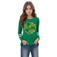 thumbnail image 4 of Girls St Patricks Day Long Sleeve Shirt Kids Shamrock Raglan Tee Four Leaf Clover Print Soft Casual Holiday Top Green,Size 3 T, 4 of 5