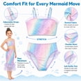 thumbnail image 5 of Girls Swimsuit 3 Piece Mermaid Set Swimsuit Fish Tail Skirt Bottom Bathing Suit Bikini Swimwear for Kids Girls 4-5 Years Beach Pool Party, 5 of 10