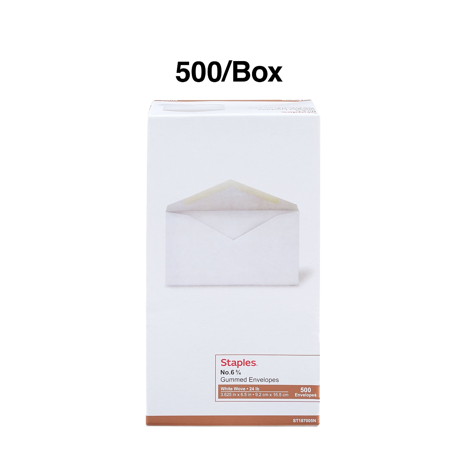 Staples Gummed #6 Business Envelopes 3 5/8" x 6 1/2" White 1000/Carton ST187005N-CCVS