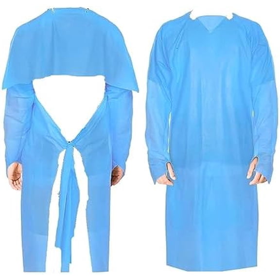 Disposable Waterproof PPE Isolation Gown with Waist Ties, Thumb Loops,100, Blue, One Size fits All$$Tools & Hardware Other