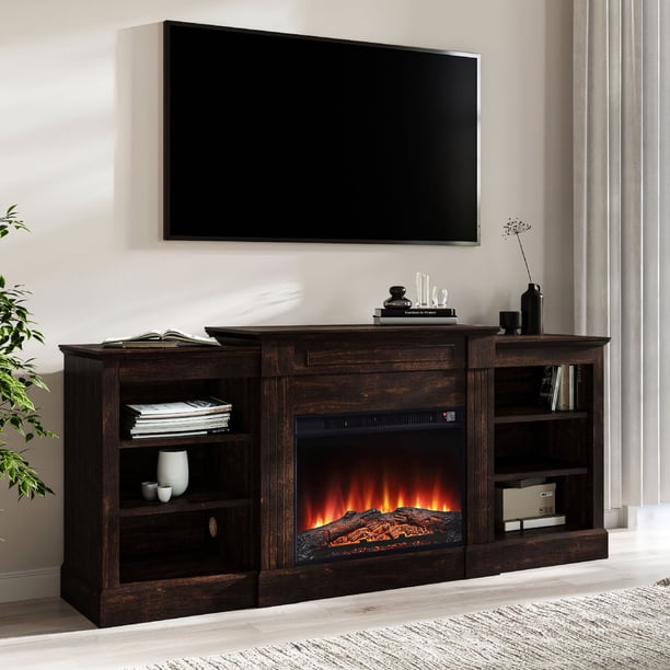 BELLEZE 66" Mantel TV Stand Entertainment Center For TVs up to 66" with ...