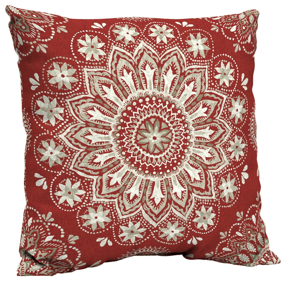 Better Homes & Gardens Red Medallion 21 x 21 in. Outdoor Dining Pillow