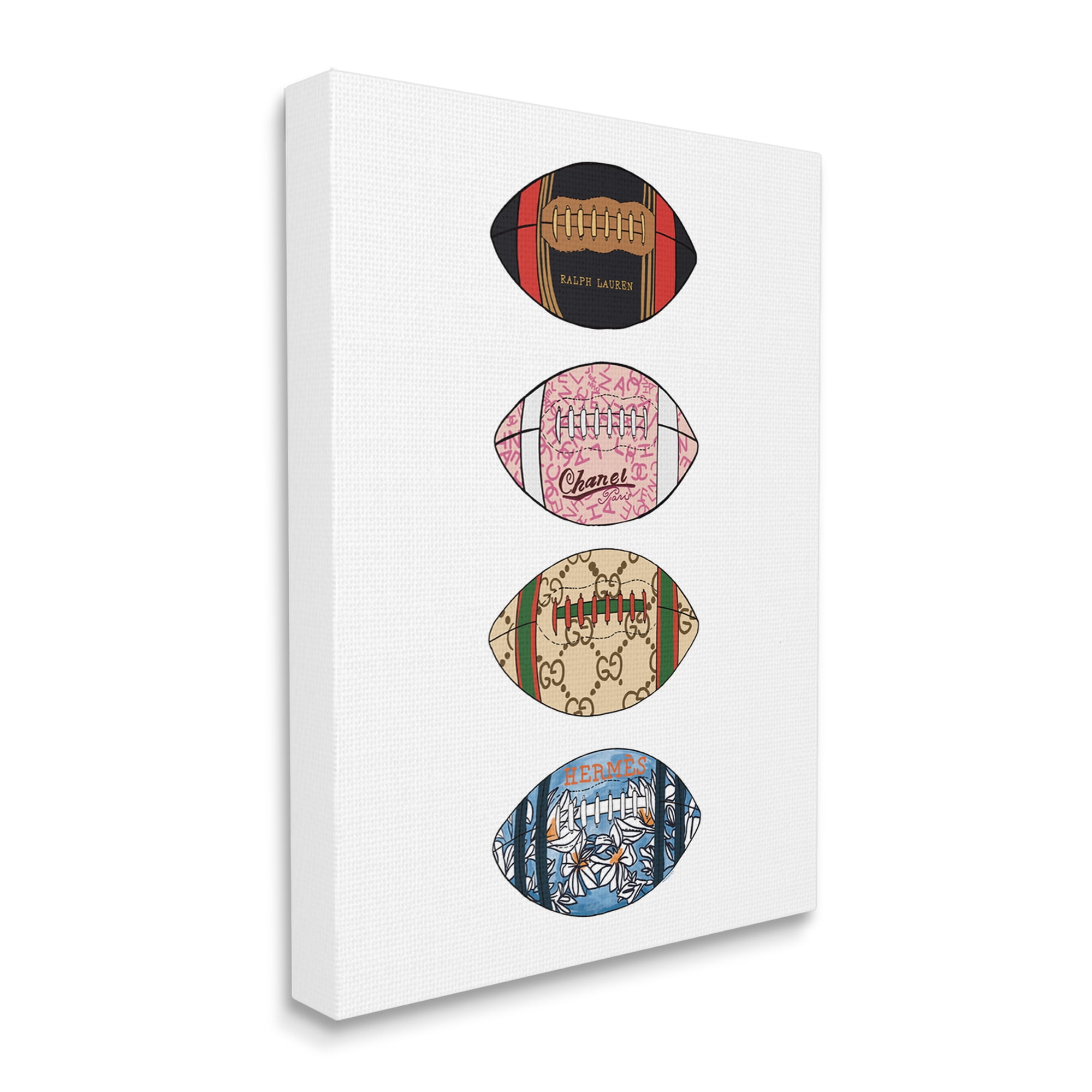 Stupell Industries Trendy Glam Footballs Patterned Chic Fashion Designs Graphic Art Gallery Wrapped Canvas Print Wall Art, Design by Amelia Noyes