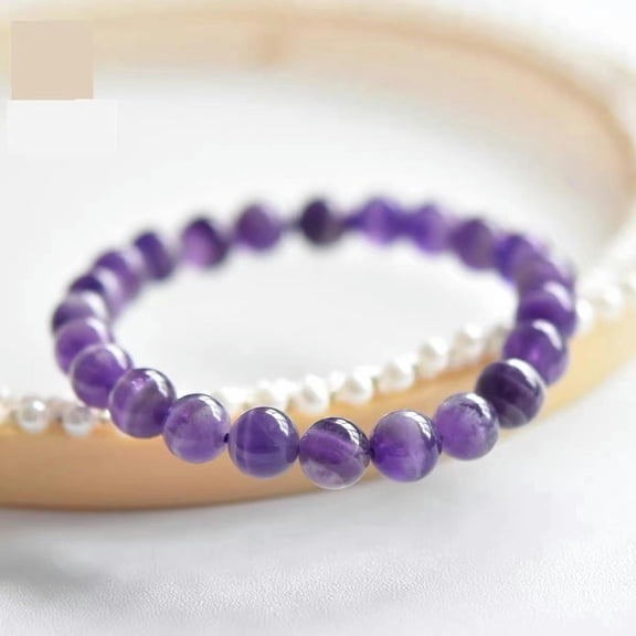 HOOUN Natural Amethyst Bracelet Lavender Crystal Bracelet-8mm