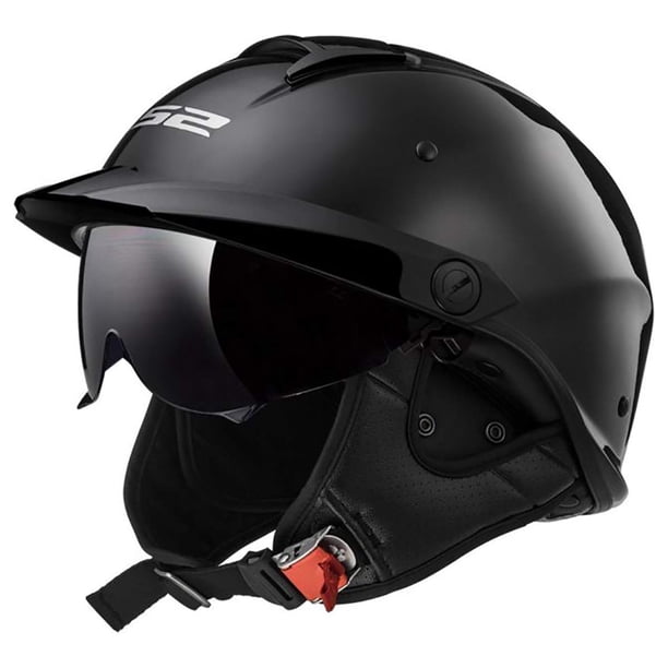 Casco Medio para Motocicleta LS2 Rebellion Negro Brillante Talla Grande