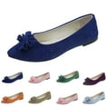 thumbnail image 5 of Xfvqtps Ladys Single Shoes Bowknot Suede Surface Pointy Toe Flat Bottom Soft Sole Fashion Work Casual Shoes Spring and Summer New Shallow Mouth Slip on Flat Shoes Pink, 5 of 6