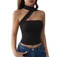 thumbnail image 2 of Women'S Ruched Strapless Halter Tube Top Open Back Slim Fit Bandeau Shirts Black S, 2 of 7