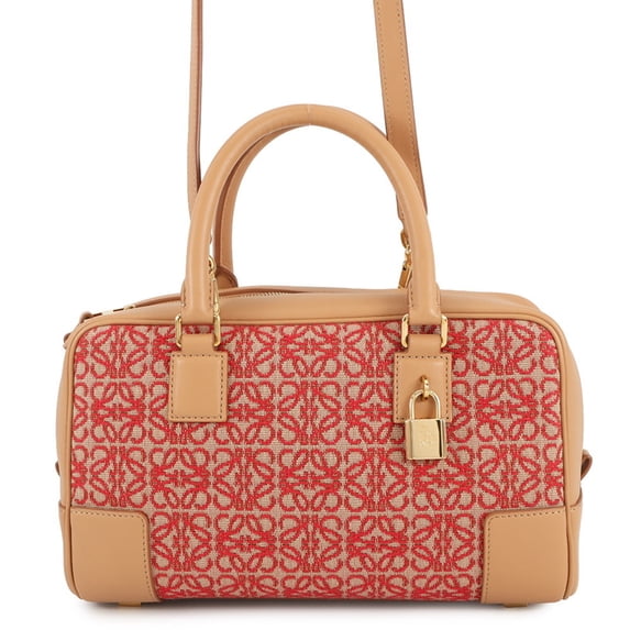 Pre-Owned Loewe Anagram Amazona 23 Canvas and Calfskin Leather Handbag (A039N07X03)...