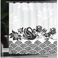 thumbnail image 4 of Ambesonne Floral Shower Curtain, Black Swans and Flowers, 69"Wx84"L, Black White, 4 of 5
