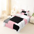 thumbnail image 3 of Castle Fairy Geometric Overlap Block Twin Sheets 3pcs,Minimalist Square Segment Bedding,Pink Gray Black White,1 Flat Sheet, 1 Fitted Sheet and 1 Pillowcase, 3 of 7