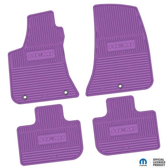 Flextread Floor Mats for 11-23 Dodge Charger RWD - Mopar Licensed Factory Fit - Purple w/ HEMI Insert - 100% Made in USA