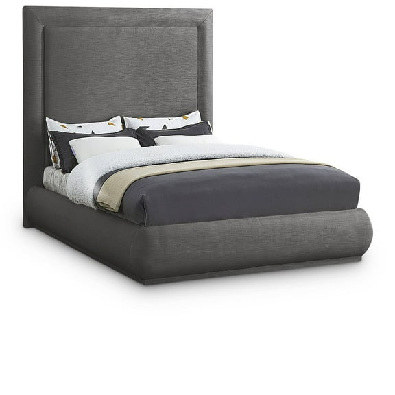 Meridian Furniture Brooke Grey Linen Textured Fabric King Bed