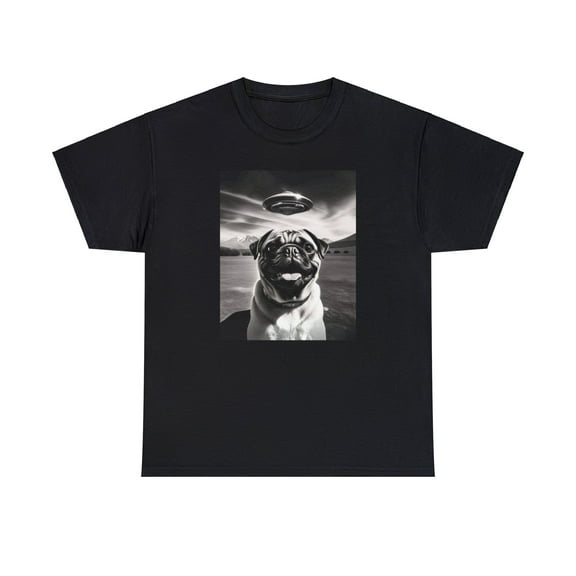Funny Pug Selfie with UFOs Weird Shirt-Classic Fit,PUG Dog Lover/Mom/Dad