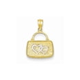 thumbnail image 3 of 14k Yellow with White Rhodium Two-tone Gold Reversible Heart Handbag Pendant, 3 of 6
