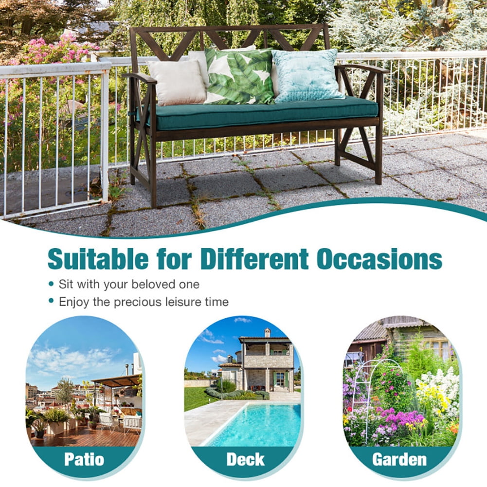 Aimee Lii Outdoor Garden Bench with Detachable Sponge-Padded Cushion, Outdoor Patio Furniture, Brown Aimee Lii Outdoor Garden Bench with Detachable Sponge-Padded Cushion, Outdoor Patio Furniture, Brown