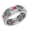 thumbnail image 1 of Wedding Bands for Men 9 MM Princess Cut Ruby 14K White Gold 1.70 CTW, 1 of 5