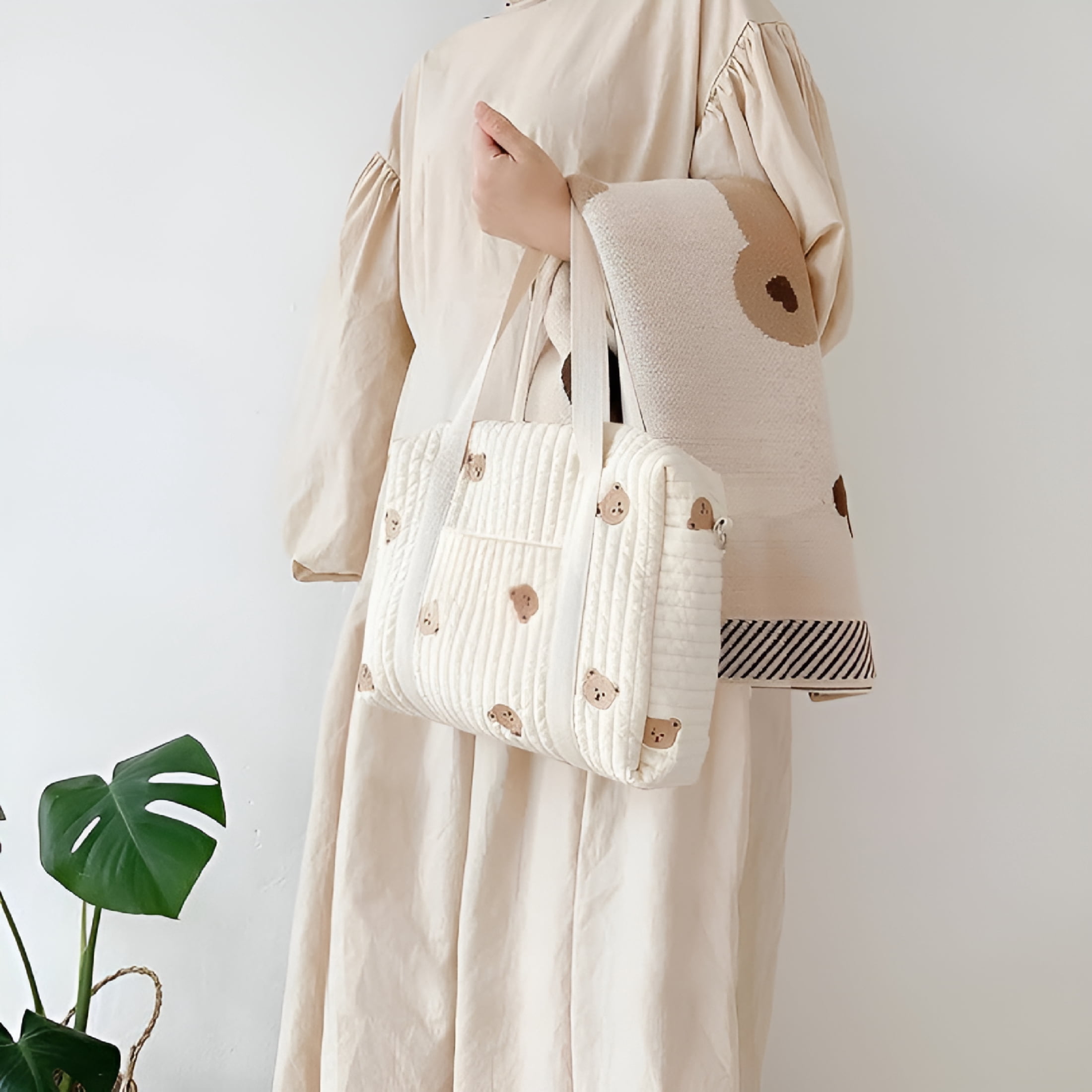 GASTROPOD 2026 New Quilted Baby Nappy Bag Travel Diaper Tote Cotton Crossbody Maternity Bag Baby Bag Tote Bag for Diaper Bag,For Baby Essentials,Travel,Daily Use,Maternity Needs,Outings.