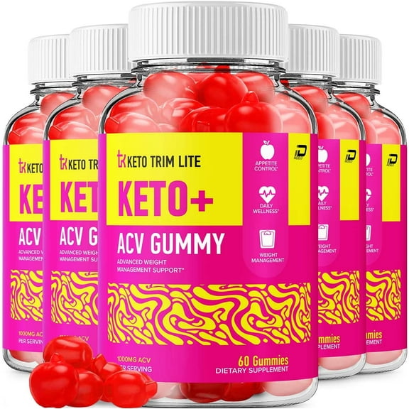 (5 Pack) Keto Trim Lite Keto ACV Gummies Supplement – KetoTrimLite   ACV Gummies Apple Cider Vinegar 1000MG, Trim Keto Lite Gummies Reviews, Vitamin B12 (300 Gummies)