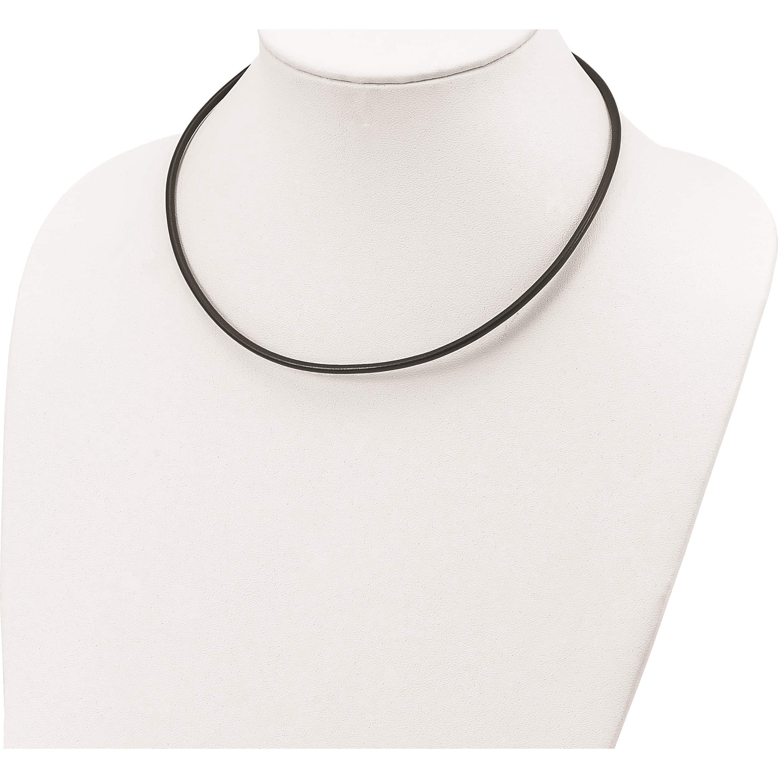 Sterling Silver 3mm Black Leather Cord Necklace (20 X 3) Made In United States qk87-20