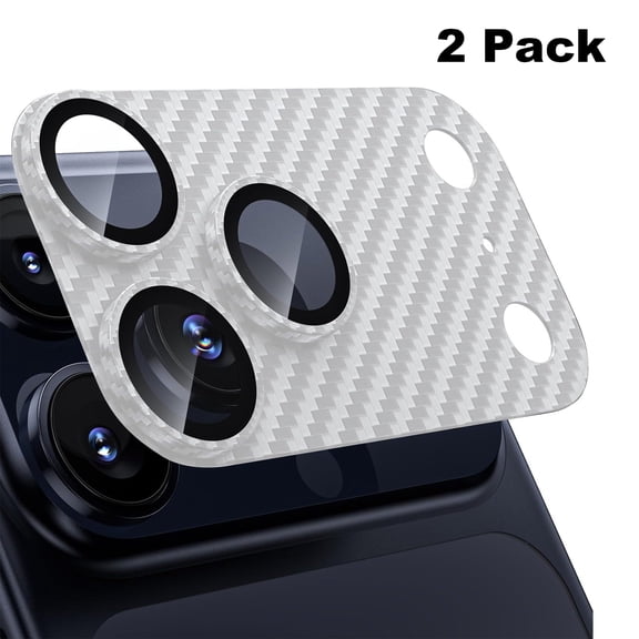 ELEHOLD for iPhone 17 Pro, 2-Pack PC Tempered Glass Camera Lens Protector, Ultra HD Clarity,Silver