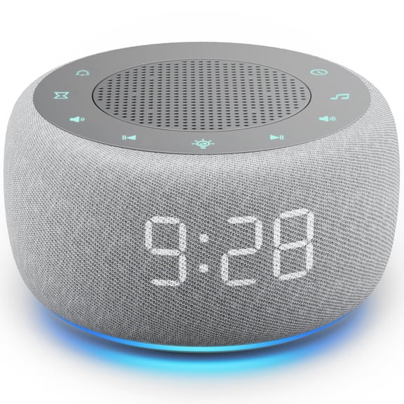 2‑in‑1 Alarm Clock & White Noise Sound Machine for Bedrooms, Gentle Wake‑Up Soft Alarm Sounds, Ambient Night Light, Plug‑in Design for Better Sleep