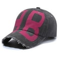 thumbnail image 2 of Women Mens Baseball Cap Womens Distressed Washed Denim Soft Top Letter Print Sun Hat Adjustable For Running Workouts Grey One Size, 2 of 7