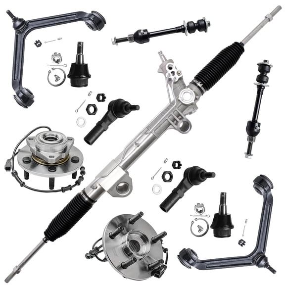 Detroit Axle - Rack and Pinion Suspension Kit for Dodge Ram 1500 [RWDw/ABS] Replacement Rack & Pinion Wheel Hub Bearings Control Arms Suspension Kit
