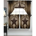 thumbnail image 3 of Western Star Retro Swag Valance and Tier Curtains 36'' Length Set, Vintage Brown Wood Barn Light Filtering Kitchen Curtains, Tier Curtain Valances for Bathroom/Living Room/Bedroom/Café, 3 of 6