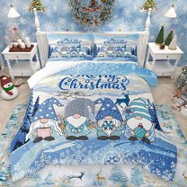 Homewish Kawaii Gnome 3 Pieces Queen Comforter Set for Teens Boys Girls,Merry Christmas Ultra Soft Bedding Sets,Xmas Snowflake Bedding Comforter Set,Super Cozy Room Decor