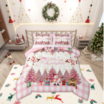 Manfei Xmas Cartoon Snowman Full Size Comforter Sets,Merry Christmas Bedding Comforter Set,Gold Snowflake Bell Bedding Sets For Princess,Luxury Bedroom Decor Reversible,3pcs
