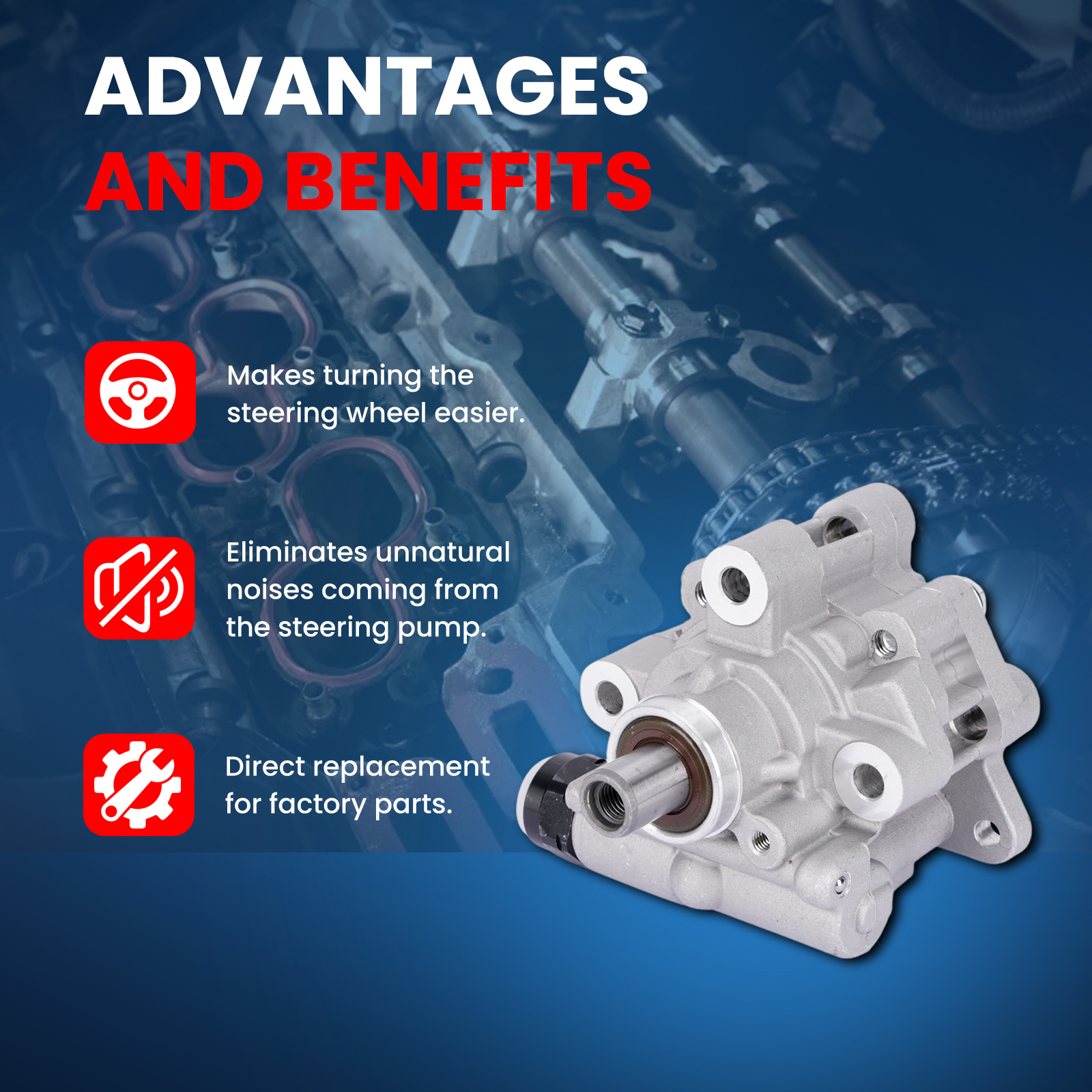 MOCA AUTOPARTS Power Steering Pump Fit for 2007-2012 Jeep Liberty 3.7L & 2007-2011 Dodge Nitro 3.7L