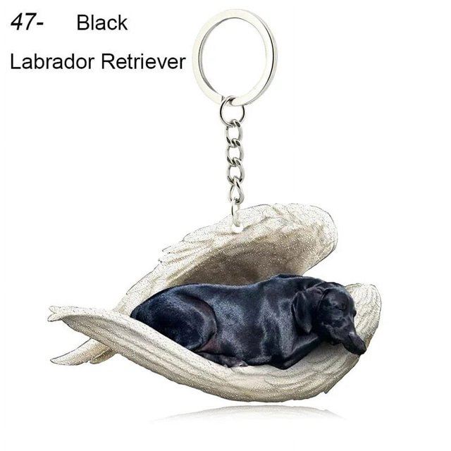 Llavero con colgante de Ángel durmiente de perro y gato para mujer y niña, llavero de coche, regalo de joyería de animales para mascotas, 68 estilos, 1 pieza