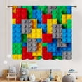 thumbnail image 3 of Building Blocks Blackout Curtains, Kids Boys Abstract Colorful Geometric Brick Constructor Toy Curtains Bedroom Playroom Living Room Abstract Window Treatments Drapery 53"W x 63"L (Pack of 2), 3 of 6