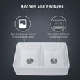 thumbnail image 3 of Cfowner Double Kitchen Sink, 32" Undermount Bowl Sink with Bottom Grid and Basket Strainer, White, 3 of 5