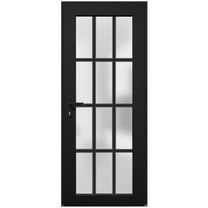 Front Exterior Prehung Metal-Plastic Door Frosted Glass / Manux 8312 Matte Black / Office Commercial and Residential Doors Entrance Patio Garage 36" x 80" Right-hand Inswing