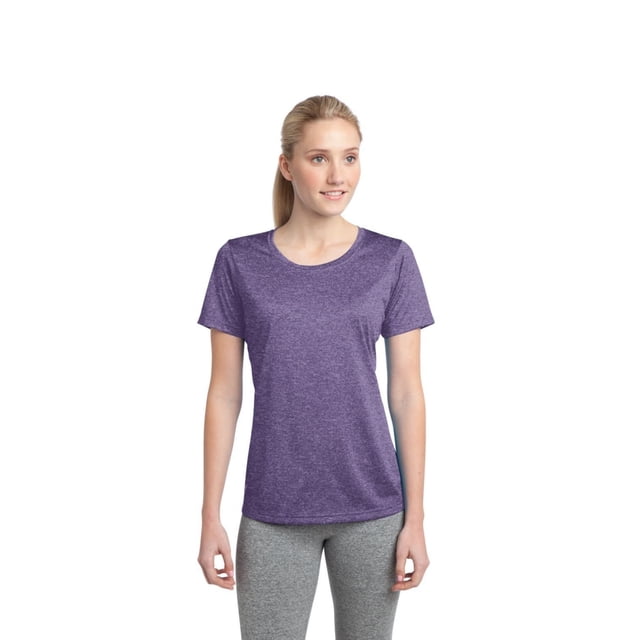 Sport-Tek T-Shirt Col Rond pour Femmes, Violet Chiné, TTG