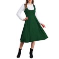 thumbnail image 2 of INSPIRE CHIC Vintage Pinafore Dress for Women's Lace Trim Button Overalls Midi Dress with Pockets S Dark Green, 2 of 5