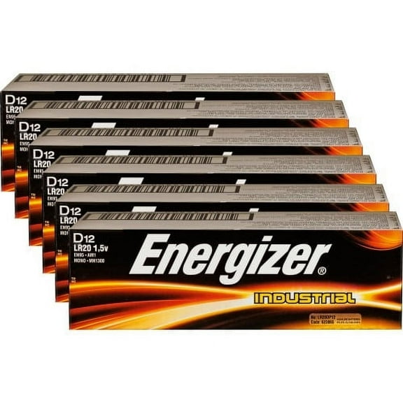 Energizer Industrial Alkaline D Batteries For Multipurpose - D - Alkaline - 72 / Carton