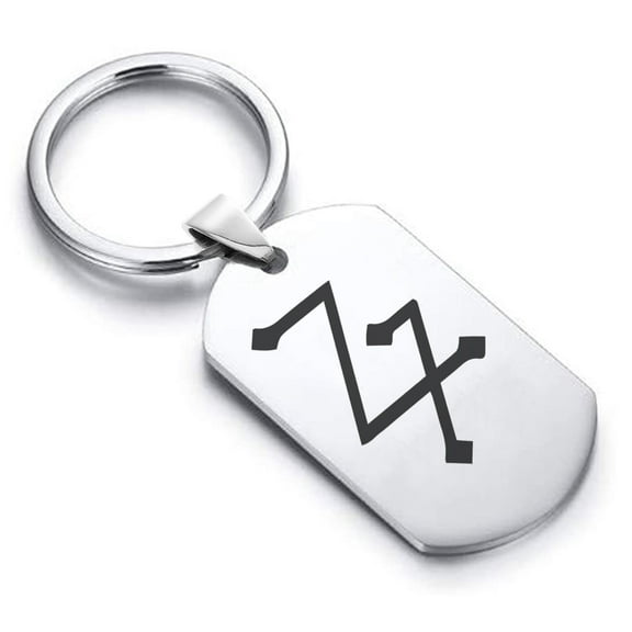 Stainless Steel Lead Alchemy Symbol Dog Tag Keychain Circle Ring