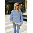 thumbnail image 5 of IDOPIP Oversized Sweatshirt for Women 2024 Fall Crewneck Long Sleeve Color Block Striped Pullover Top, 5 of 8
