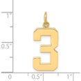 thumbnail image 5 of 14K Yellow Gold Large Polished Number 3 Charm (20.88 X 10.37) Made In United States lp03, 5 of 6