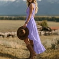 thumbnail image 6 of Tqcoqu Summer Dresses for Women 2026 Dressy Casual Deep V Neck Tank Dress Elegant Flowy Ruffle Sleeveless Sundresses,Purple Women's S-XXXL, 6 of 6