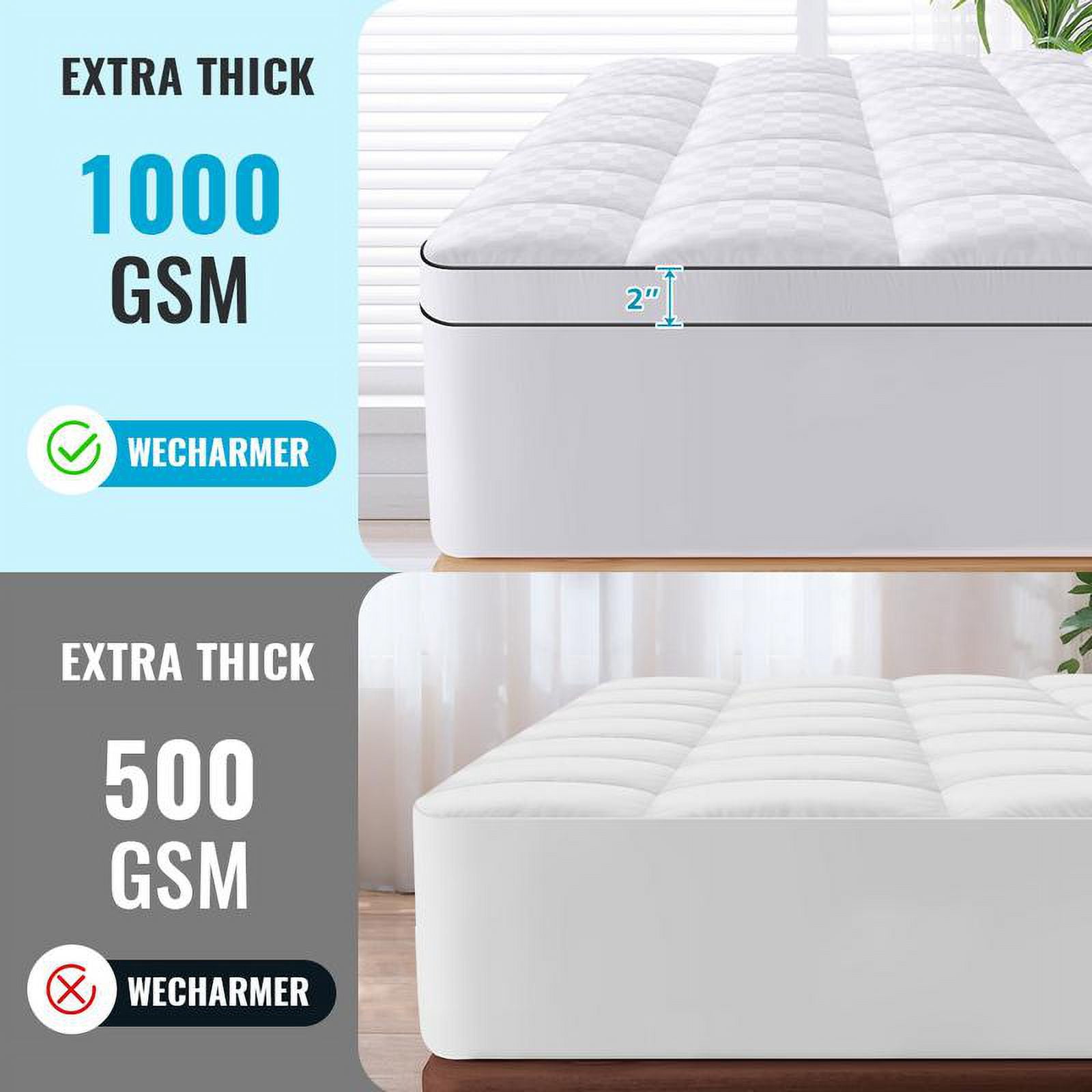 【Holiday Haul Gifts】Extra Thick Mattress 1000 GSM Topper, Down Alternative Overfill Plush Mattress Pad, Cooling Pillow Top with 8-21Inch Deep Pocket