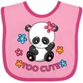 thumbnail image 3 of Inktastic Too Cute Baby Panda with Flowers Girls Baby Bib, 3 of 4