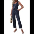 thumbnail image 1 of Elegantes de Verano para Mujer, Sin Mangas, con Cuello en U, Informales, de Pierna y Pantalones Largos 2025, Azul Marino Talla L, 1 of 9