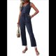 thumbnail image 1 of Elegantes de Verano para Mujer, Sin Mangas, con Cuello en U, Informales, de Pierna y Pantalones Largos 2025, Azul Marino Talla L, 1 of 9