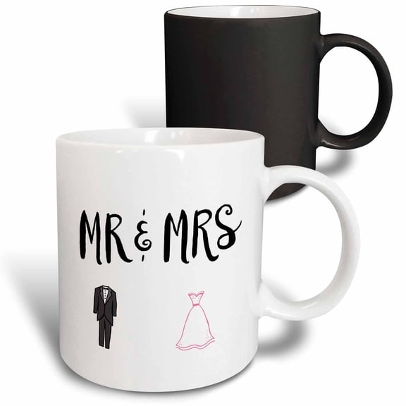 3drose, Mr. and Mrs. with Tux and Dress, 11oz Magic Transforming Mug
