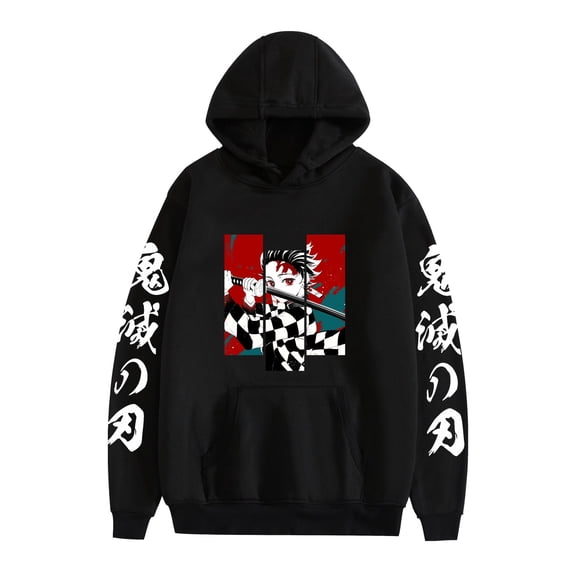 Duoxingbao Anime Demon Slayer Hoodie Long-Sleeve Sweatshirt for Men and Women Couple Outfit