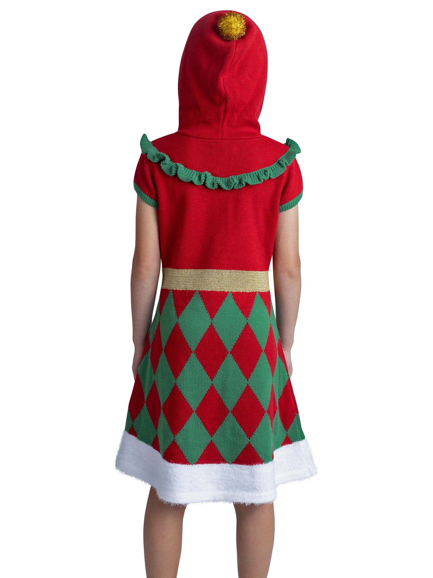 Jolly Sweaters Girls Christmas Novelty Sweater Dress, Sizes 4-16