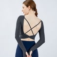 thumbnail image 4 of Ropa de yoga con almohadilla para el pecho, primavera y otoño, top de manga larga para mujer, traje deportivo profesional para correr, ropa de fitness con espalda hermosa, 4 of 4